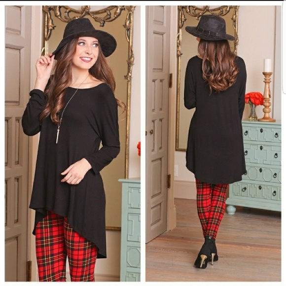 Infinity Raine Tops - Black High Low Tunic